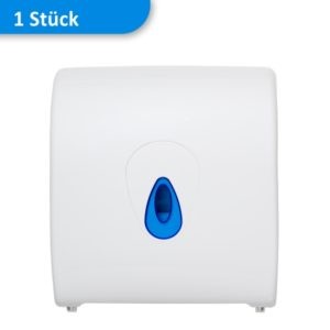 Autocutspender für Handtuchrollen bis 21 cm mit selbstschärfender Klinge in weiß-blau