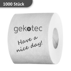 Werbedruck auf WC-Papier 1c. Günstig Toilettenpapier einfarbig drucken lassen | Logo auf Klopapier 1-farbig drucken in Kleinauflage