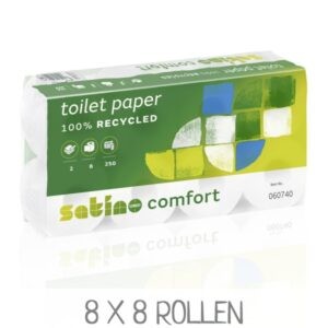 060740 WEPA Satino Comfort Toilettenpapier MT1 - 64 Rollen, 2-lagiges Recyclingpapier