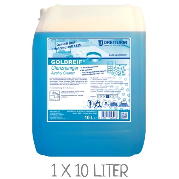 DREITURM Goldreif Glanzreiniger Konzentrat 10 Liter Kanister - Alkoholreiniger für Bodenbeläge und Oberflächen