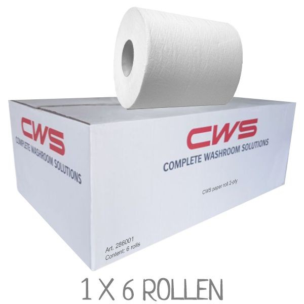 Karton mit 6 CWS Handtuchrollen 286100 / Typ 286 hochweiß, 2-lagig