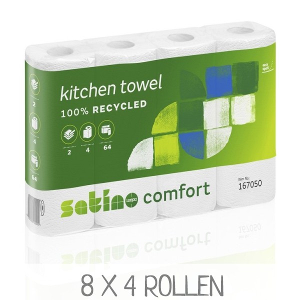 WEPA SATINO Küchenrollen 167050 Comfort Recycling, 2-lagig