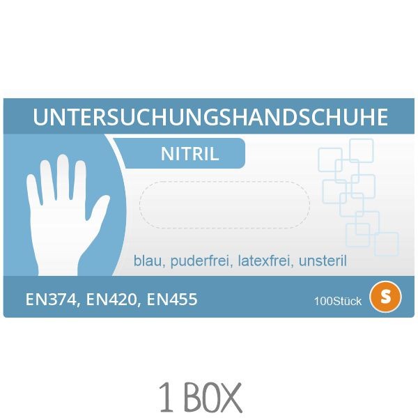 Einmalhandschuhe Nitril Gr. S blau, puderfrei, latexfrei, unsteril