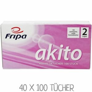 Kosmetiktücher FRIPA Akito in der praktischen Spenderbox. VPE: 40 x 100 Tücher