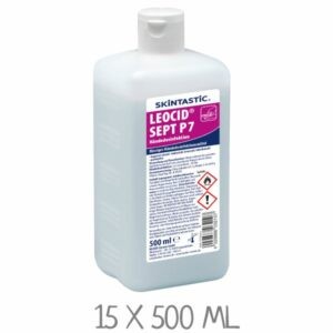 Hautdesinfektionsmittel SKINTASTIC Leocid Sept P7. Parfümfreie Händedesinfektion Euronormflasche 500 ml. VPE: 15 x 500 ml