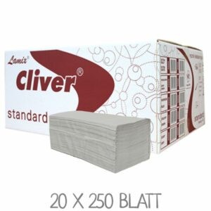 LAMIX Cliver Papierhandtücher grau / natur. 1-lagiges Handtuchpapier. VPE: 20 x 250 Blatt