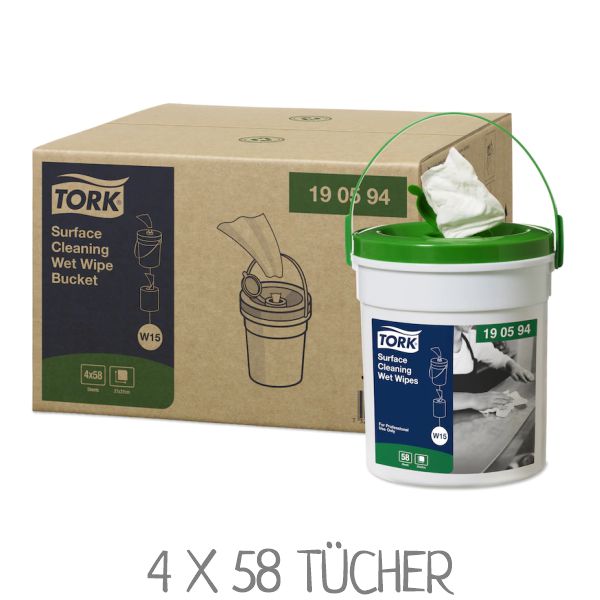 TORK 190594 feuchte Reinigungstücher für Flächen im Spendereimer / VPE: 4 x 58 Tücher
