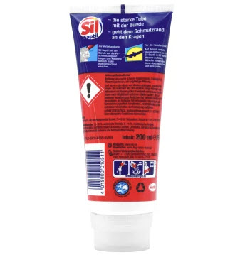 Eine Silikon-Kartusche mit 200ml Inhalt, geeignet für Sanitär- und Badbereich