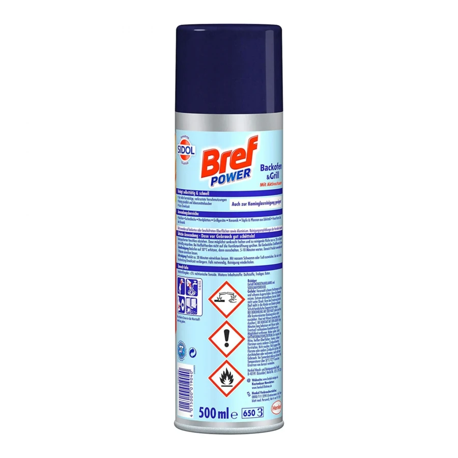 Ein Bref Power Backofen und Grill Reiniger Spray, 500ml, zur gründlichen Reinigung von Backöfen und Grills.