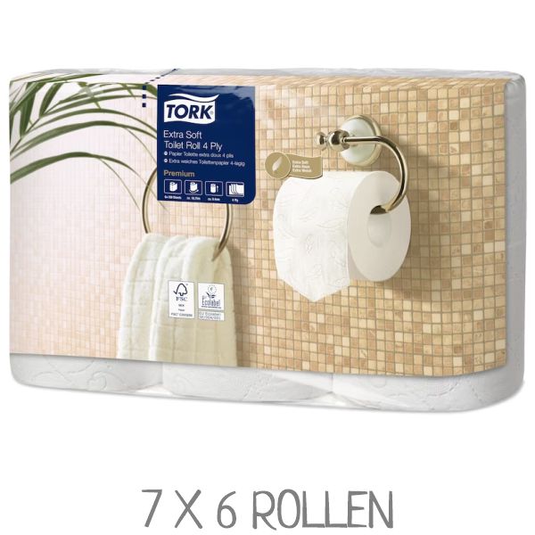 4-lagiges TORK Toilettenpapier 110406, extra weich. VPE: 42 Rollen