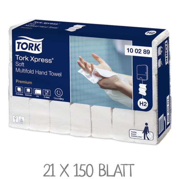 TORK 100289 Papierhandtücher Premium Soft / VPE: 21 x 150 Blatt