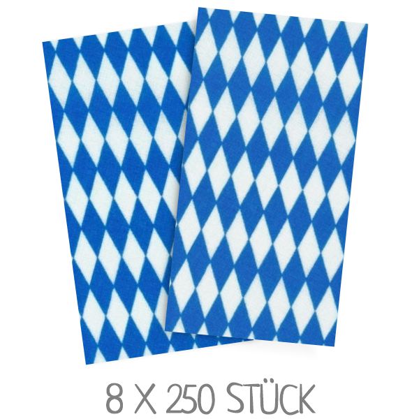 Motivservietten Bayrische Raute / Oktoberfest Servietten in weiß-blau. VPE: 8 x 250 Stück