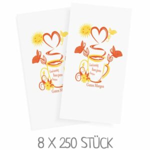 Frühstücksservietten / Motivservietten Guten Morgen / VPE: 8 x 250 Stück (2000 Stück)