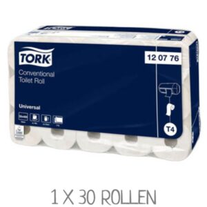 30 Rollen TORK 120776 Toilettenpapier Universal. 2-lagiges Recyclingpapier mit dem Blauen Engel
