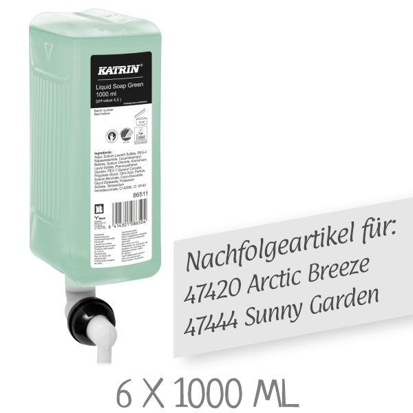 KATRIN 86511 Flüssigseife Green 500 ml / VPE: 6 x 1000 ml