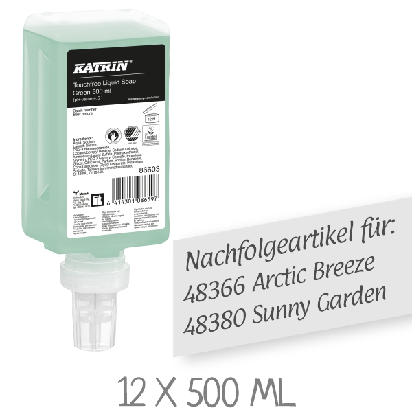 KATRIN 86603 Flüssigseife Green Touchfree / VPE: 12 x 500 ml