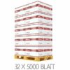 Falthandtuecher Papierhandtuecher Lamix Cliver Standard 98980017 Palette Ein Stapel von weißen Kartons mit roten Streifen und dem Logo Cliver Standard auf einer Holzpalette. Die Kartons enthalten 5000 Blatt Papier.