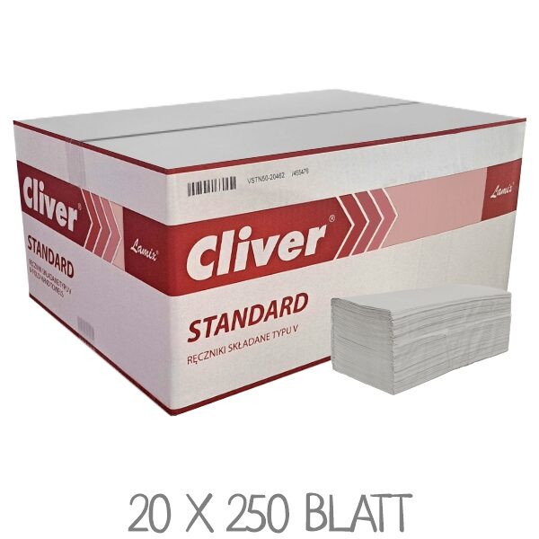 LAMIX Cliver Papierhandtücher grau / natur, 1-lagiges Handtuchpapier. VPE: 20 x 250 Blatt
