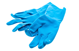 Blaue Arbeitshandschuhe aus Gummi für Arbeitsschutz und Hygiene