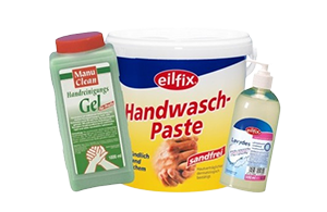 Reinigungspfodukte von eilfix, Handwaschpaste, Handreiniger und Desinfektionsmittel