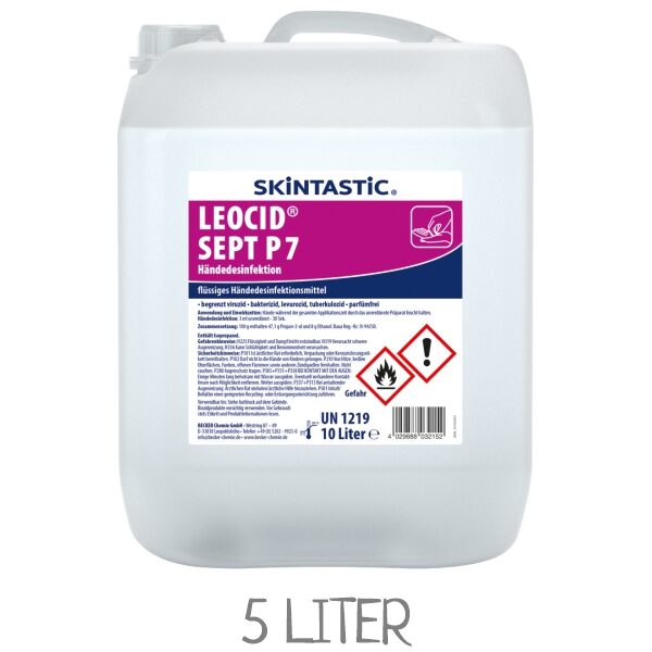 SKINTASTIC Händedesinfektion Kanister Leocid Sept P7 / VPE: 5 Liter Kanister