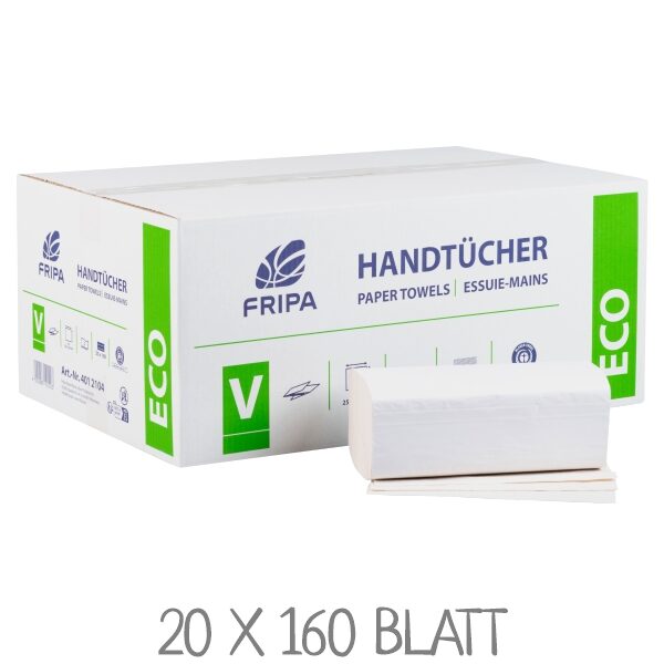 Ein Karton Eco-Handtuchpapier: Papierhandtücher FRIPA 4012104 / VPE: 20 x 160 Blatt
