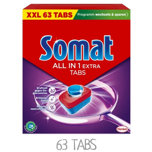 Faltschachtel SOMAT All in 1 Extra Geschirrspültabs / VPE: 63 Tabs