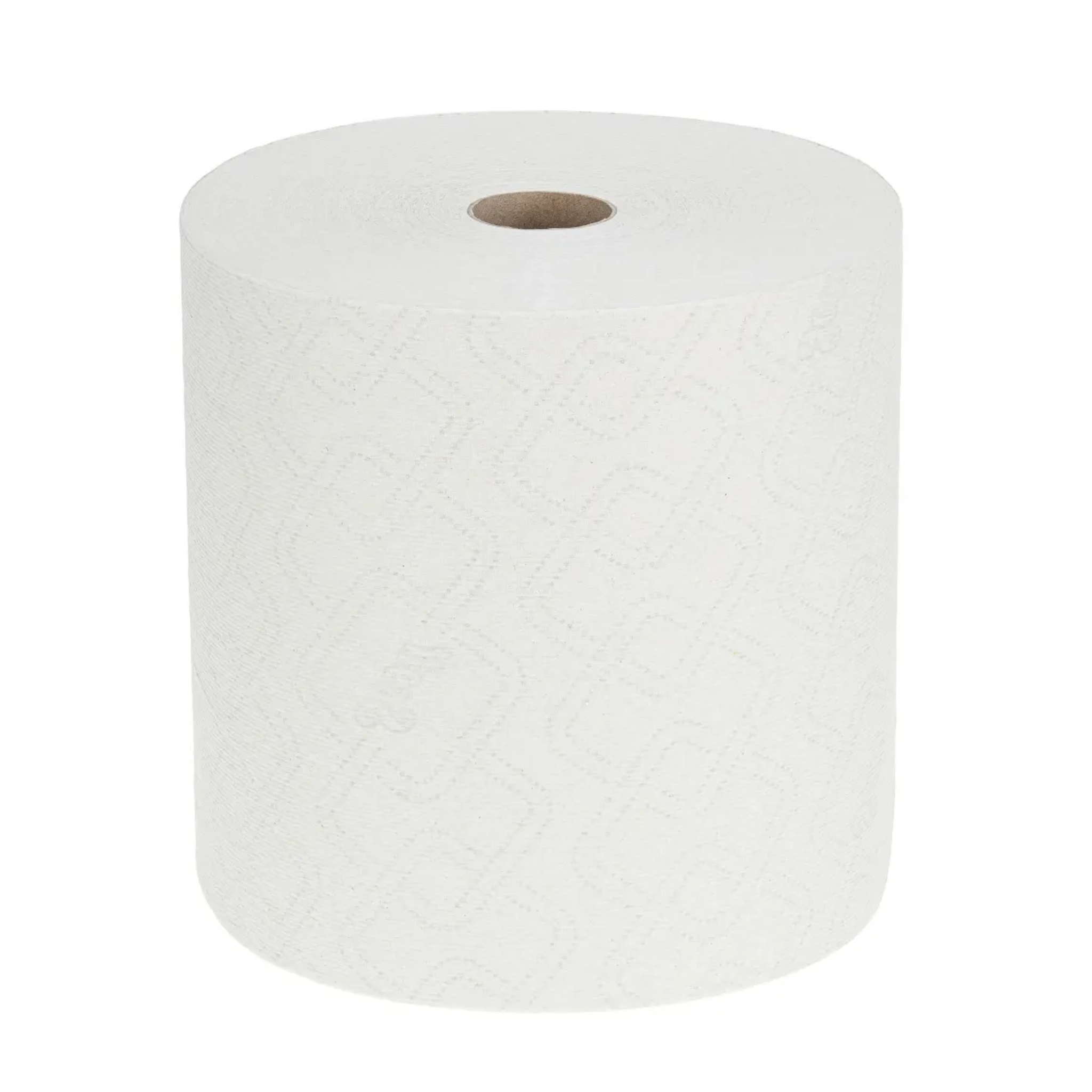 Weiße Toilettenpapier-Rolle auf weißem Hintergrund