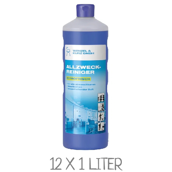 Eine Flasche WUK Universalreiniger Citrofrisch. VPE: 12 x 1 Liter Flasche