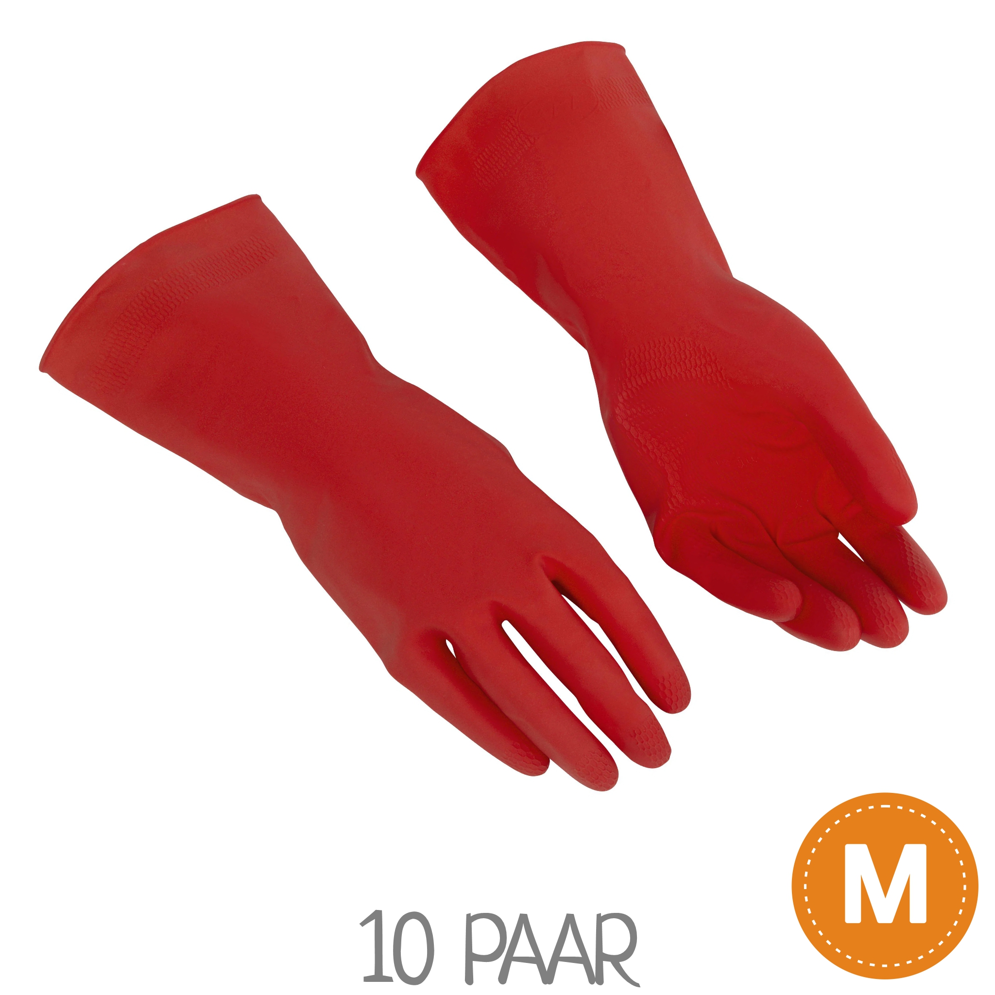 Ein Paar Gummihandschuhe rot Größe M von VILEDA Multipurpose. VPE: 10 Paar