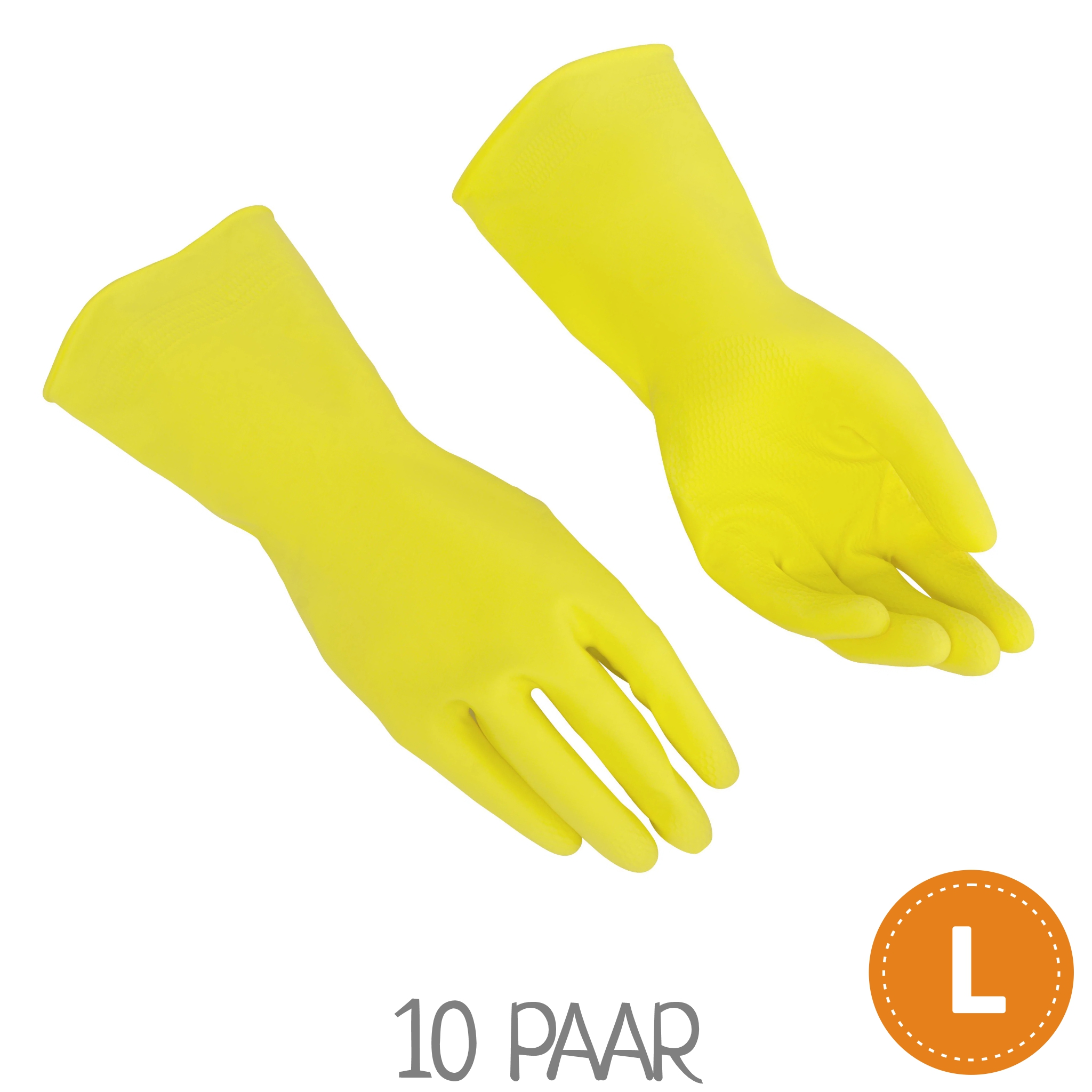 Ein Paar Gummihandschuhe gelb Größe L von VILEDA Multipurpose. VPE: 10 Paar