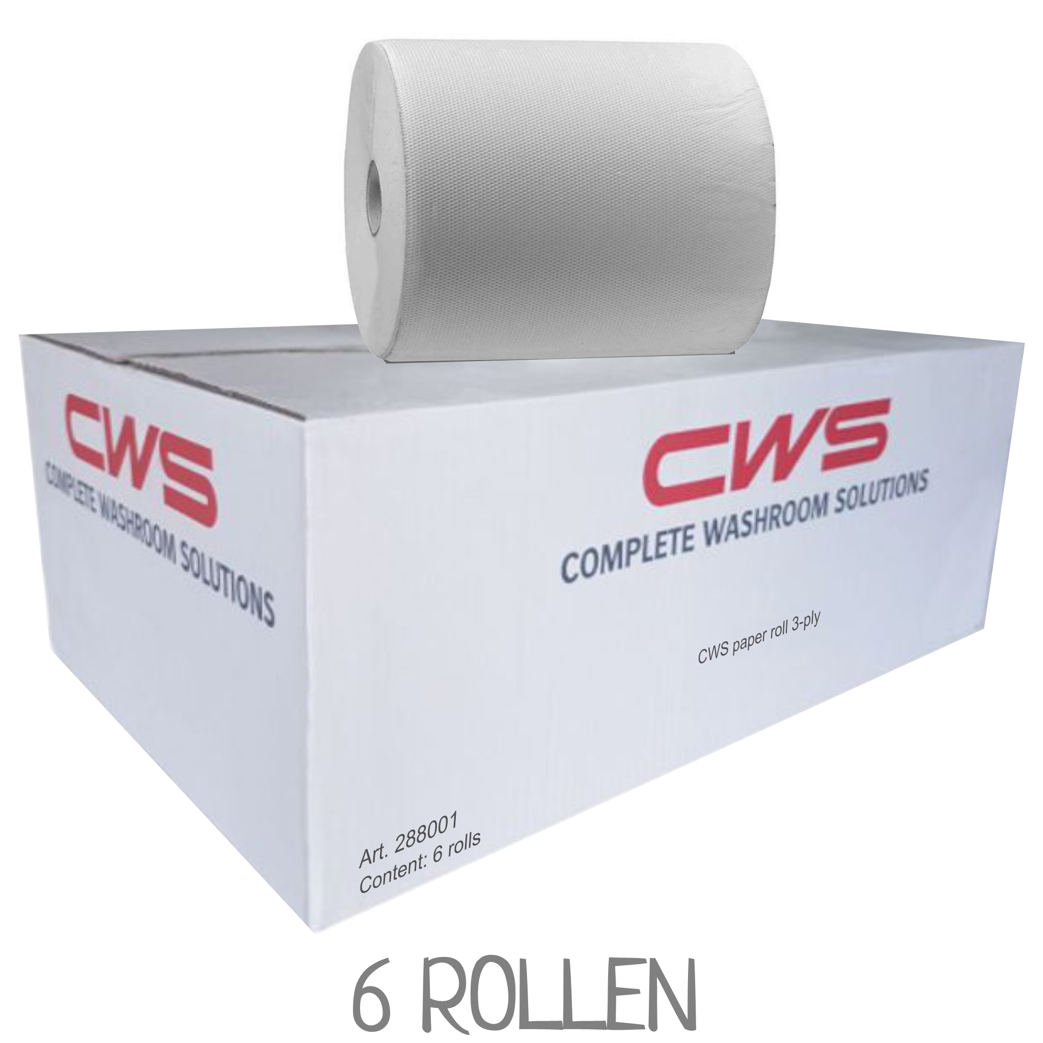 Karton mit CWS Handtuchrollen 288001 (288000) / Typ 288 3-lagig. VPE: 6 Rollen